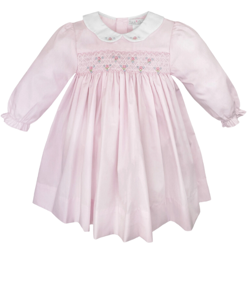 Rosette Smocked Pink Dress
