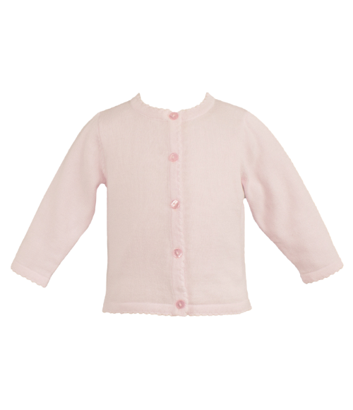 Scalloped Edge Cardigan in Baby Pink
