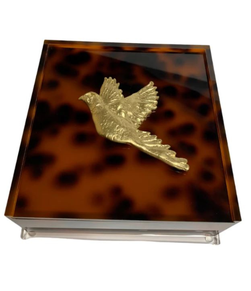 Tortoise Shell Pheasant Cocktail Napkin Box Tortoise Shell Pheasant Cocktail Napkin Box