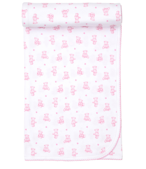 Kissy Teddy Bear Time Pink Blanket