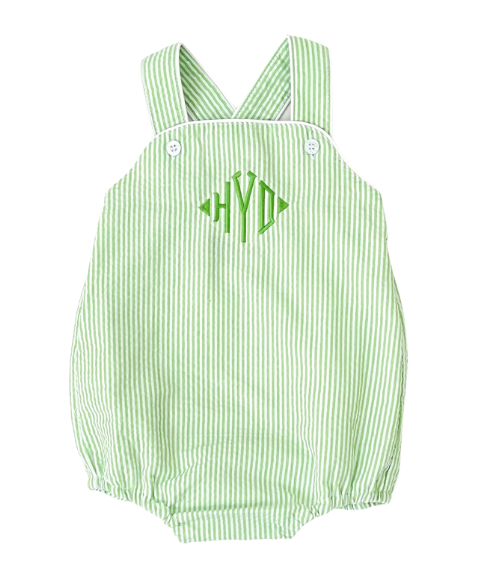 Boy's Green Seersucker Sunsuit