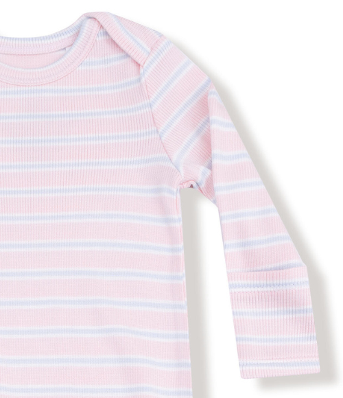 Pink Multi Stripe Knotted Gown & Hat