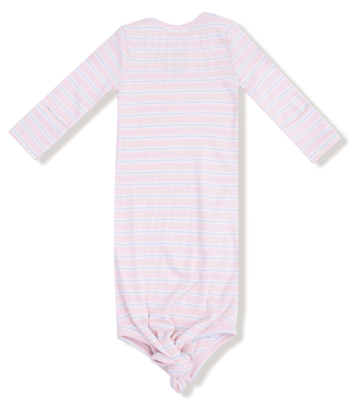 Pink Multi Stripe Knotted Gown & Hat