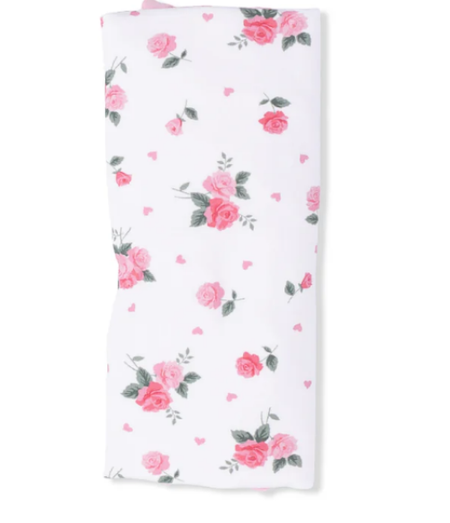 Pink Rosettes Ruffle Burp Cloth