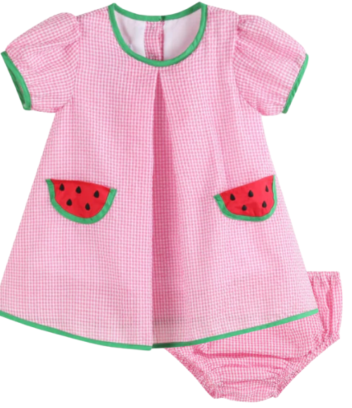 Pink Watermelon Dress & Bloomer Set