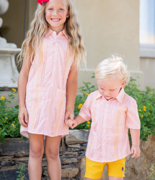 BQ Pink/Citrus Guayabera Dress