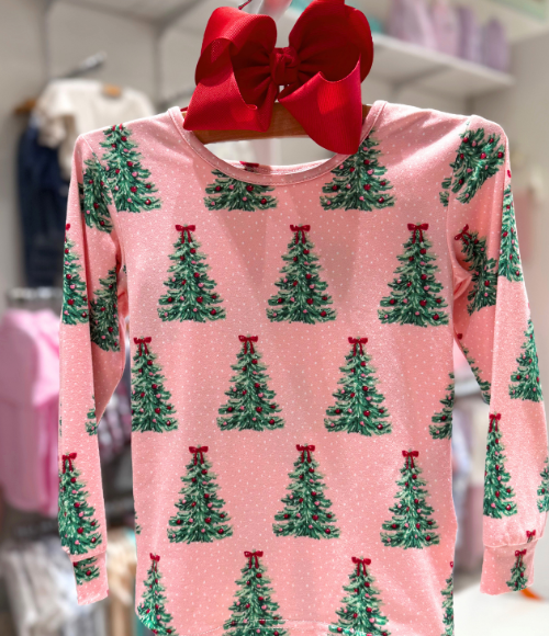 Pink Holiday Tree Pajamas
