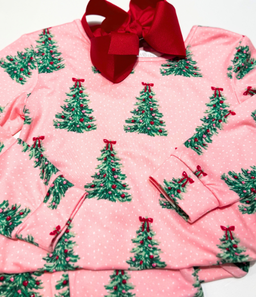 Pink Holiday Tree Pajamas