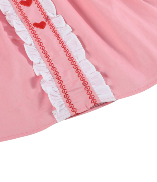 Baby Pink & Red Heart Ruffle Dress