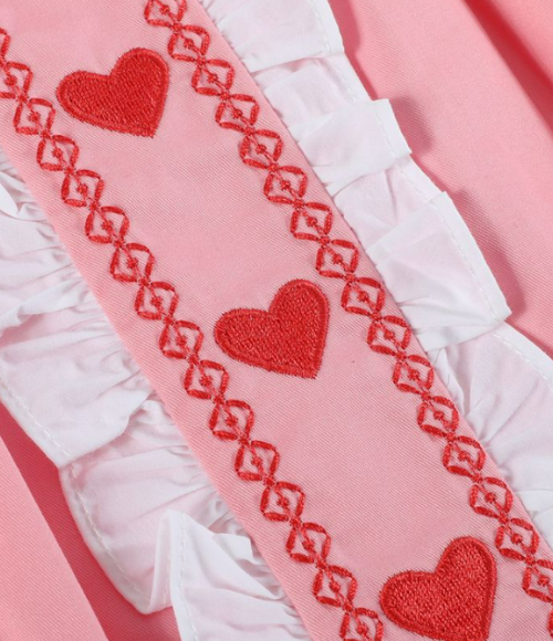 Baby Pink & Red Heart Ruffle Dress