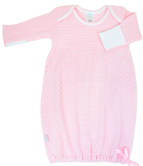 Paty Knit Baby Gown with Picot Trim