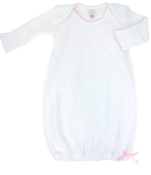 Paty Knit Baby Gown with Picot Trim