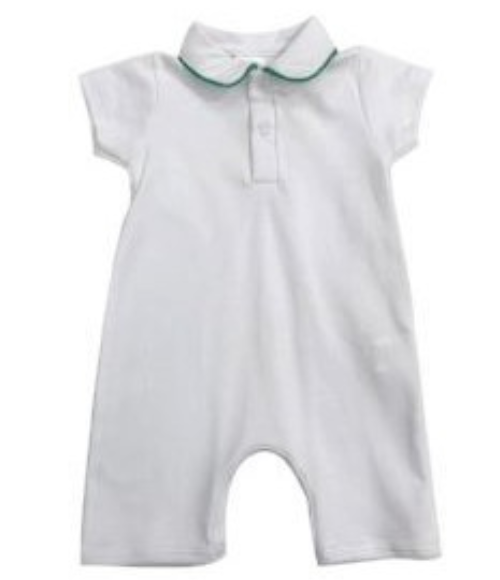 Bambinos Preston Playsuit - White/Green Bambinos Preston Playsuit - White/Green