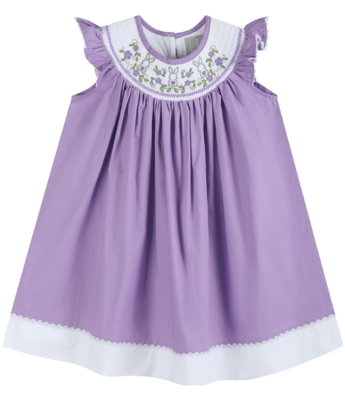 Purple Smocked Easter Bunny Dress