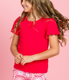 Red Short Sleeve Scallop Tee