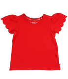Red Short Sleeve Scallop Tee