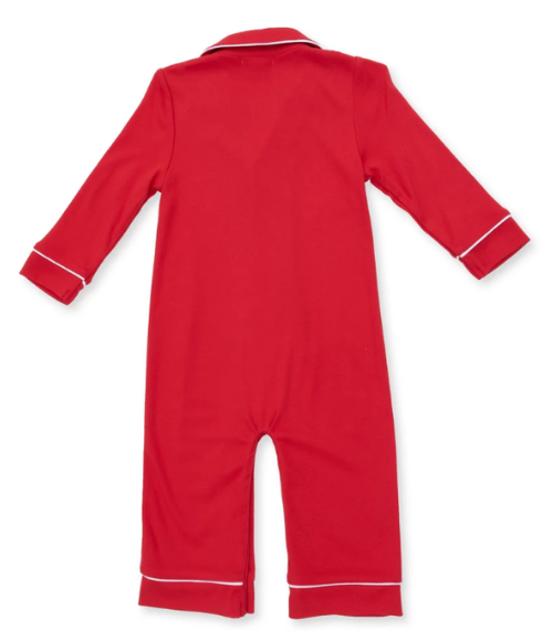 Red LS Piped Collar Romper
