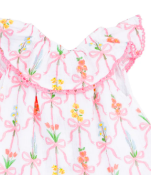Ribbon Bouquets Ruffle Dress