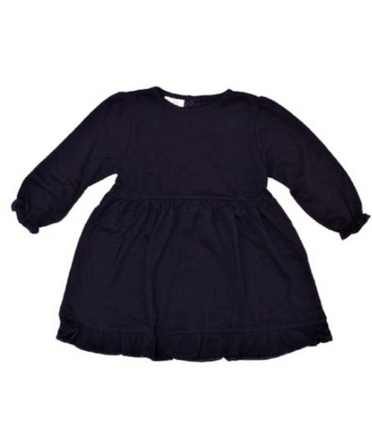 Bambinos Riviera Ruffle LS Dress-Navy, Size 7 & 8