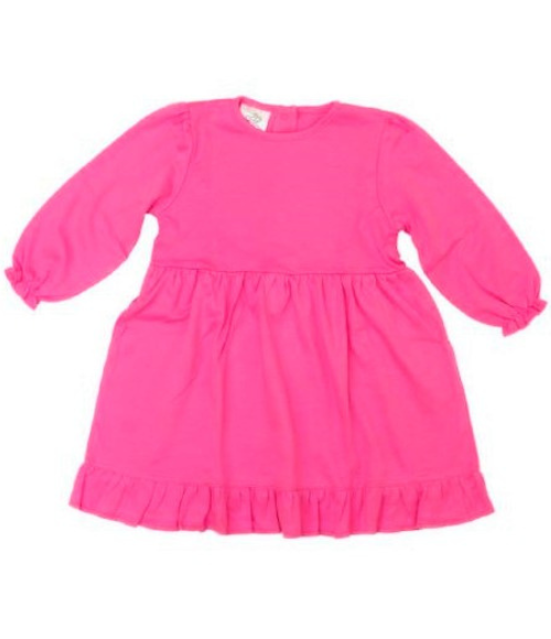 Bambinos Riviera Ruffle LS Dress-Pink, Size 7