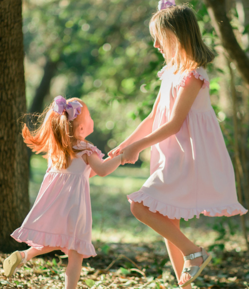 Bambinos Pink Stripe Riviera Ruffle Flutter Sleeve Dress
