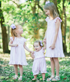 Bambinos Pink Stripe Riviera Ruffle Flutter Sleeve Dress