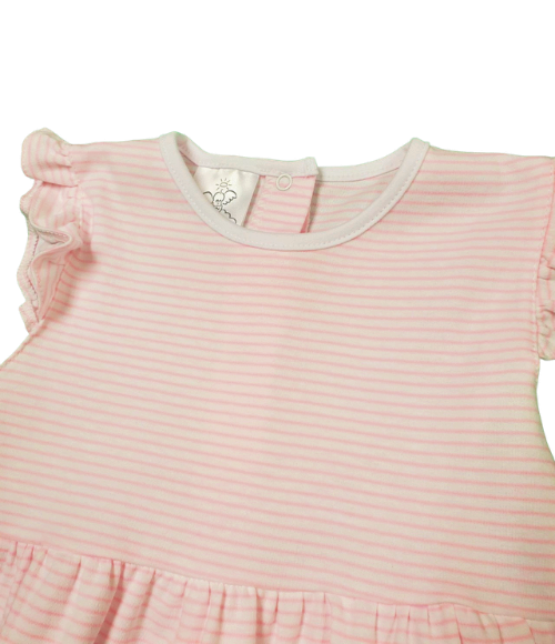 Bambinos Pink Stripe Riviera Ruffle Flutter Sleeve Dress Bambinos Pink Stripe Riviera Ruffle Flutter Sleeve Dress