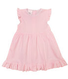 Bambinos Pink Stripe Riviera Ruffle Flutter Sleeve Dress