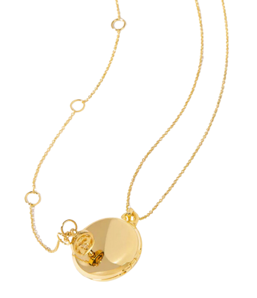 Round Locket Slide Necklace 28" Pearlescent Diamond