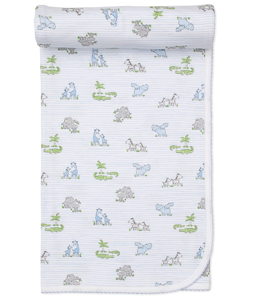 Kissy Safari Party Blue Blanket