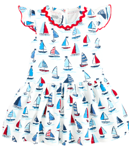 Strawberry Seersucker Smocked Bishop Dress