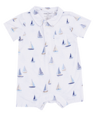Blue Sailboats Button Down Romper