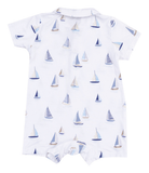 Blue Sailboats Button Down Romper