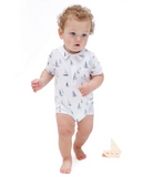 Blue Sailboats Button Down Romper