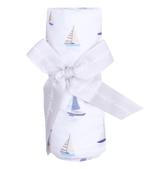 Blue Sailboats Swaddle Blanket