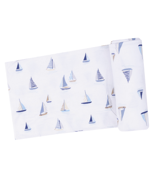 Blue Sailboats Swaddle Blanket