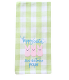Happy Easter San Antonio Peeps Green Plaid Tea Towel