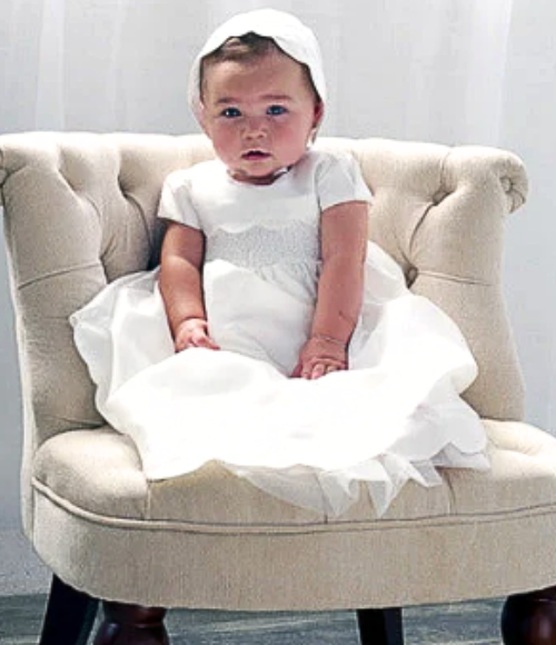 Scallop Christening Gown & Bonnet