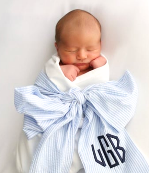 Seersucker Bow Swaddle Blanket - more colors