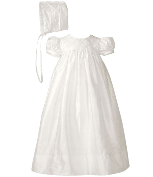 Silk Dupioni Christening Baptism Gown with Lattice Bodice, 6M Silk Dupioni Christening Baptism Gown with Lattice Bodice, 6M