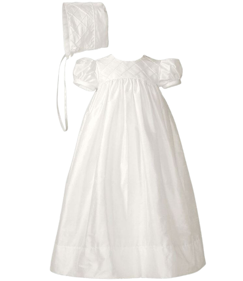 Silk Dupioni Christening Baptism Gown with Lattice Bodice