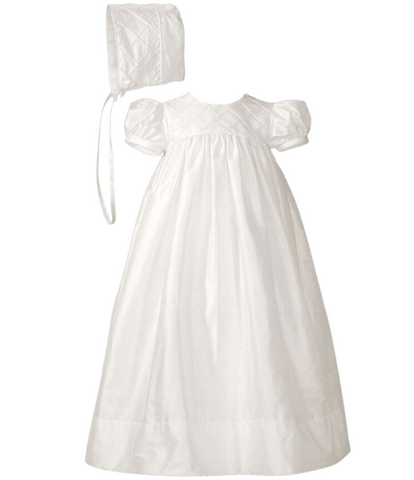 Silk Dupioni Christening Baptism Gown with Lattice Bodice, 6M