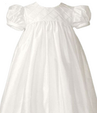 Silk Dupioni Christening Baptism Gown with Lattice Bodice