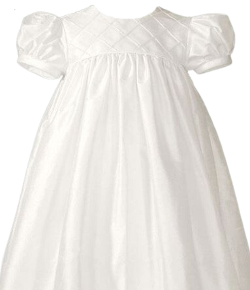 Silk Dupioni Christening Baptism Gown with Lattice Bodice, 6M