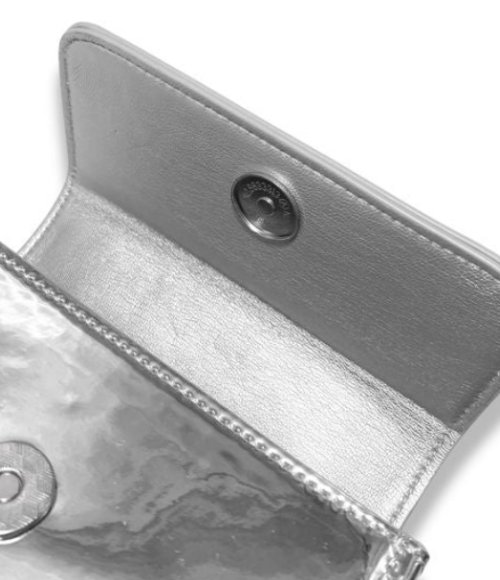 Silver Rhinestone Decor Patent Purse