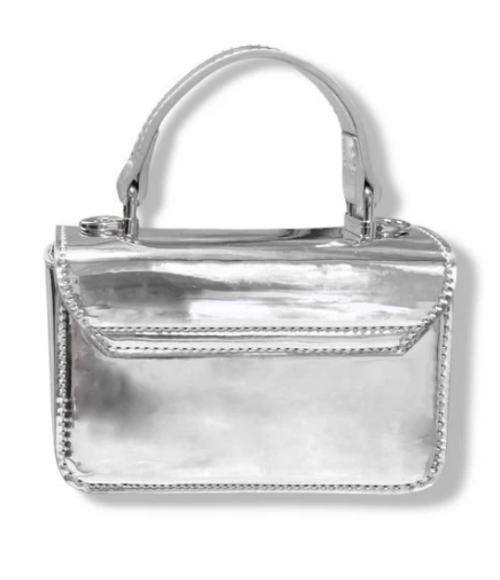 Silver Rhinestone Decor Patent Purse