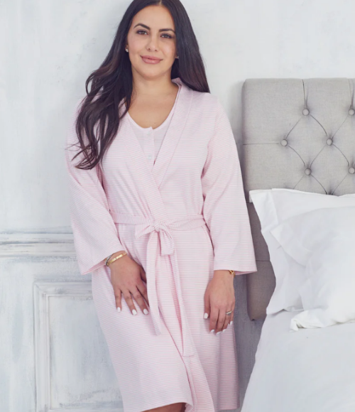 Kissy Pink Stripe Mommy Gown & Robe