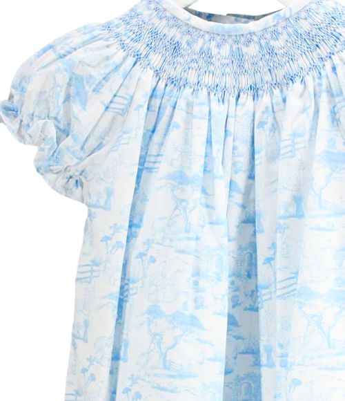 Smocked Easter Toile Dress