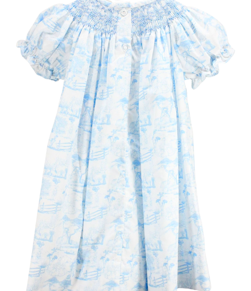 Smocked Easter Toile Dress