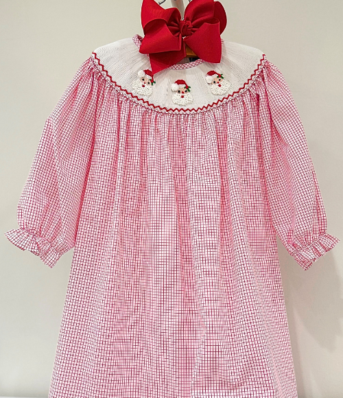 Smocked Santa Bishop Dress